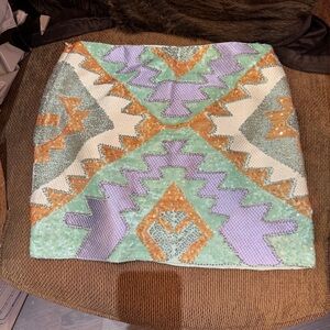 English rose aztec  sequence,‎ mini skirt size large